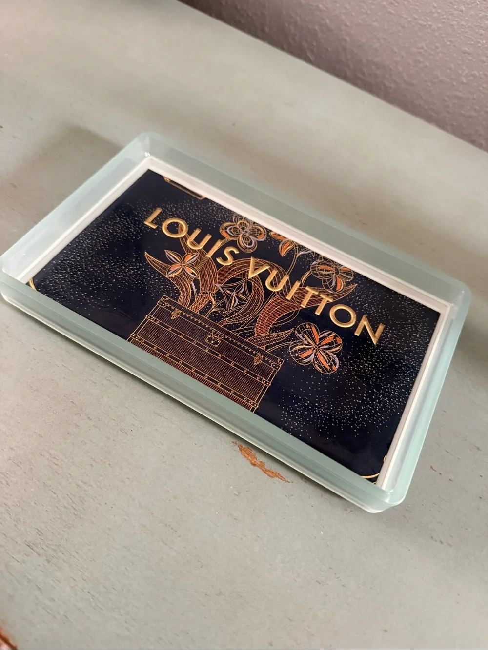 Luxury Handmade Acrylic Tray with Authentic LV Limited Edition Shopping Bag